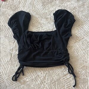 Hollister Black Cuffed Sleeve Crop Blouse